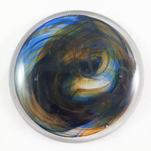 Art Glass Rondel for Stained Glass Work, Blue Orange, 3"