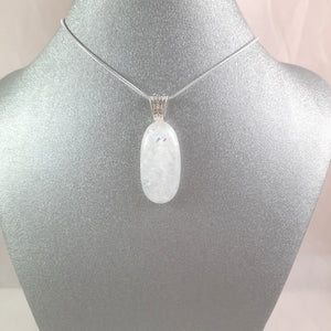 Handmade Art Glass Rainbow White Dichroic Oval Jewelry Pendant, Christmas Gift