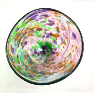 Handmade Art Glass Bowl, Purple Green Amber, Small, Christmas Gift