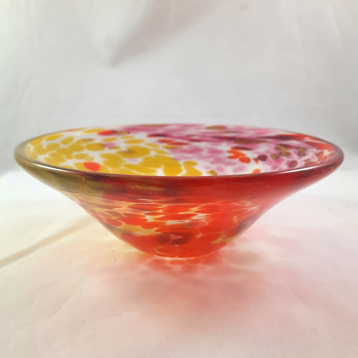 Handmade Art Glass Fall Bowl, Red Yellow Orange, Fall Gift, Small, Second