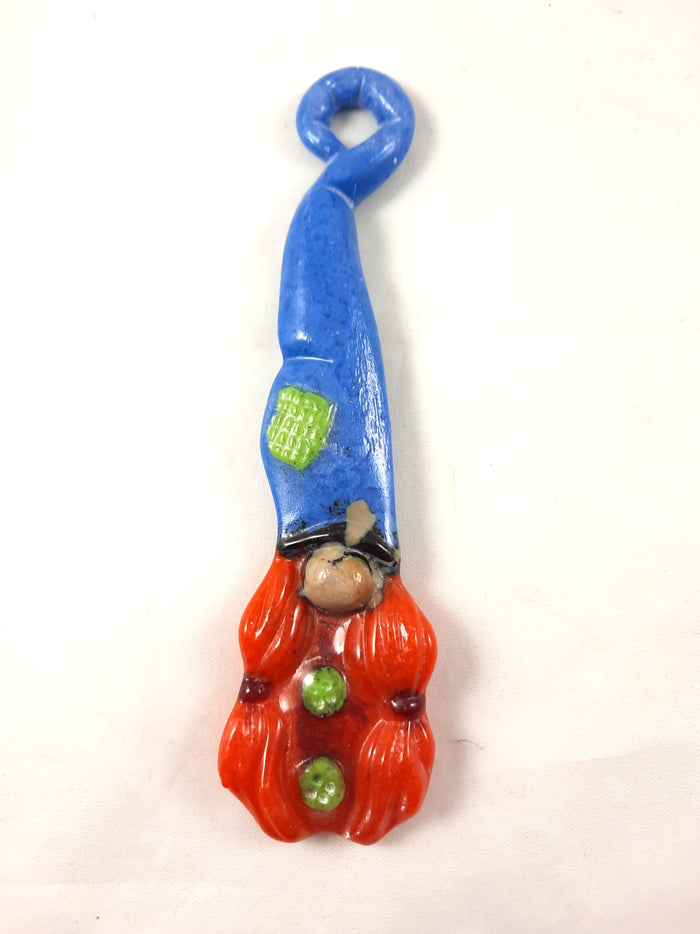 Gnome Christmas Ornament, Female, Blue Orange Red Green, Christmas Gift, Second