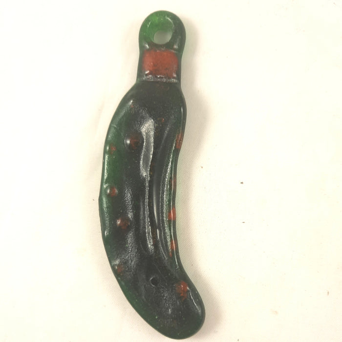 Handmade Christmas Pickle Ornament, Green and Red, Designed By