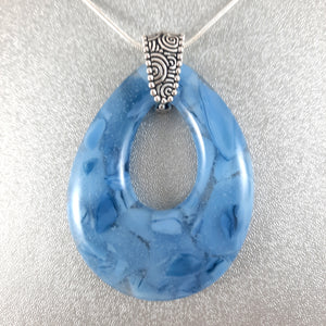 Handmade Teardrop Jewelry Pendant, Mixed Blues, Christmas Gift