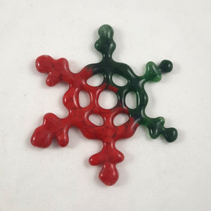 Handmade Artglass Snowflake Suncatcher, Green and Red, Designed By