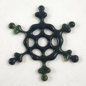 Handmade Artglass Snowflake Suncatcher, Deep Green