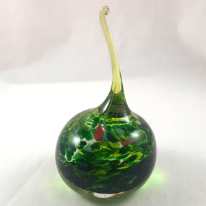 Handmade Art Glass Ring Holder, Green w/ Multi Color, Large, Christmas Gift