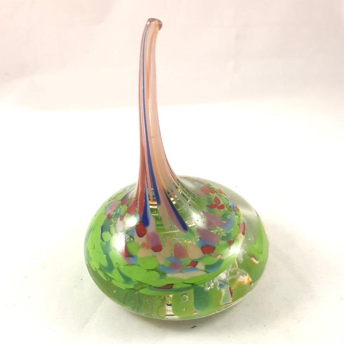 Handmade Art Glass Ring Holder, Multi Color with Rainbow Dichroic, Large, Christmas Gift