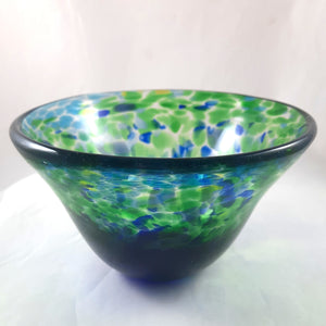 Handmade Art Glass Bowl, Blue and Green, Christmas Gift