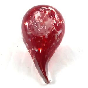 Handmade Art Glass Heart Paperweight, Red and Rainbow Dichroic