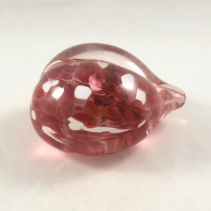 Handmade Art Glass Heart Paperweight, Red and White, Small