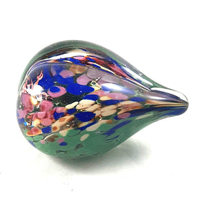 Handmade Art Glass Heart Paperweight, Multi Color, Spring Garden