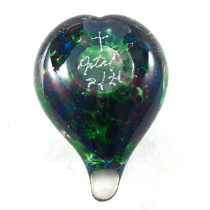 Handmade Art Glass Heart Paperweight, Multi Color