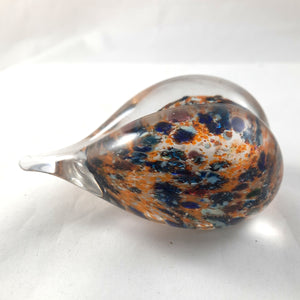 Handmade Art Glass Heart Paperweight, Multi Color