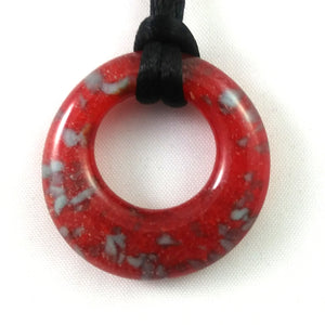 Handmade Glass Hoop Pendant, Red and Blue, Christmas Gift