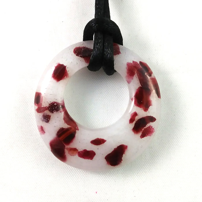 Handmade Glass Hoop Pendant, Red and White