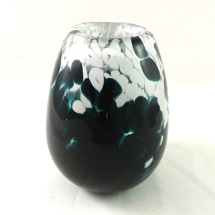 Handmade Glass Vase, Green and White, Christmas Gift