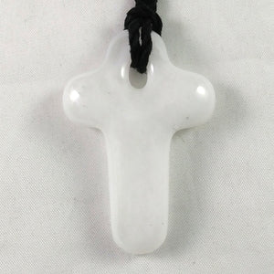 Handmade Glass Christian Cross Pendant, White, Donation Piece, Christmas Gift, Valentine Gift