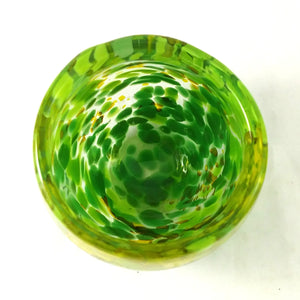 Handmade Art Glass Candle Holder, Mixed Greens, Mother's Day Gift