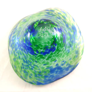 Handmade Art Glass Bowl, Blue and Green, Small, Mother's Day Gift