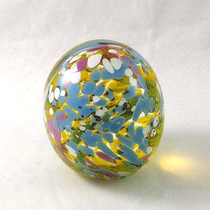 Handmade Art Glass Easter Egg Paperweight, Multi Color