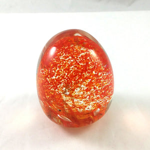 Handmade Art Glass Easter Egg Paperweight, Orange and Red, Fall Gift