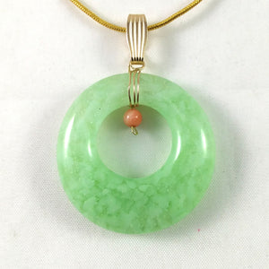 Handmade Glass Hoop Pendant, Green and Rose Quartz, Wire Wrapped, Design By, Valentine Gift, Mother's Day Gift, Christmas Gift