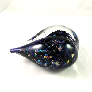Handmade Art Glass Heart Paperweight, Purple and Rainbow Dichroic, Christmas Gift