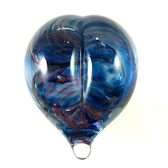 Handmade Art Glass Heart Paperweight, Blue and Pink, Mother's Day Gift