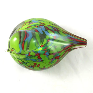 Handmade Art Glass Bird Paperweight, Green, Multi Color, Large, Christmas Gift