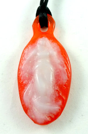 Handmade Art Glass Orange and White Angel Jewelry Pendant, Donation Piece, Fall Gift, Valentine Gift