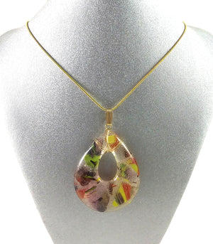 Handmade Glass Teardrop Pendant, Warm Colors, Wire Wrapped, Design By, Fall Gift