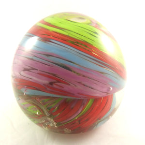 Handmade Art Glass Rounded Paperweight, Red Green Blue Violet, Summer Gift