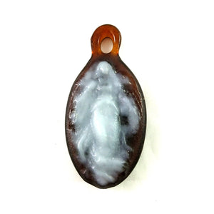 Handmade Art Glass Dark Amber and White Angel Jewelry Pendant, Donation Piece, Valentine Gift