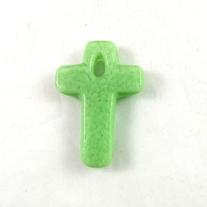 Handmade Art Glass Green Christian Cross Jewelry Pendant, Donation Piece, Mother's Day Gift
