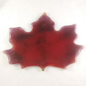 Large Art Glass Fall Maple Leaf, Red, Purple, Amber