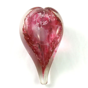 Handmade Art Glass Heart Paperweight, Strawberry Red and Rainbow Dichroic, Christmas Gift, Valentine Gift