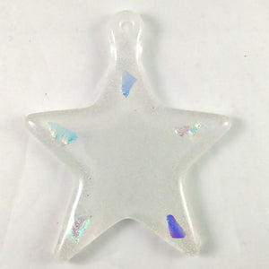 Handmade Star Christmas Ornament, Clear and Rainbow Dichroic