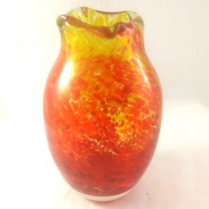 Handmade Art Glass Vase, Red Orange Yellow, Mothers Day Gift, Featured