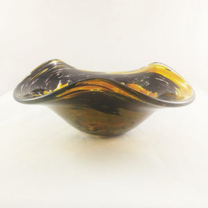 Handmade Art Glass Bowl, Black, Gold Topaz, Pure Gold, Small, Mothers Day Gift