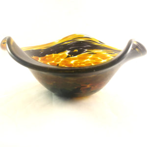 Handmade Art Glass Bowl, Black, Gold Topaz, Pure Gold, Small, Mothers Day Gift