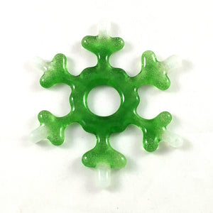 Handmade Artglass Snowflake Suncatcher, Green and White