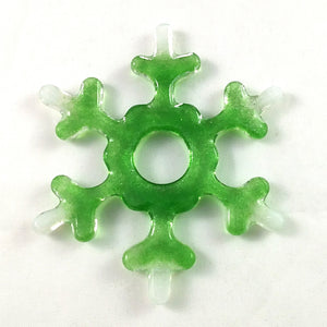 Handmade Artglass Snowflake Suncatcher, Green and White