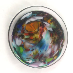 Art Glass Rondel, Multi Color, for Stained Glass Work, 3.25"