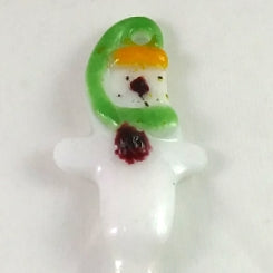 Handmade Christmas Snowman Icicle Ornament, Green Orange Red White Black, Small