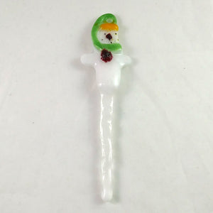 Handmade Christmas Snowman Icicle Ornament, Green Orange Red White Black, Small