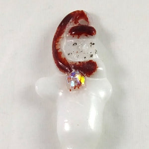 Handmade Christmas Snowman Icicle Ornament, Red Black White Dichroic, Small