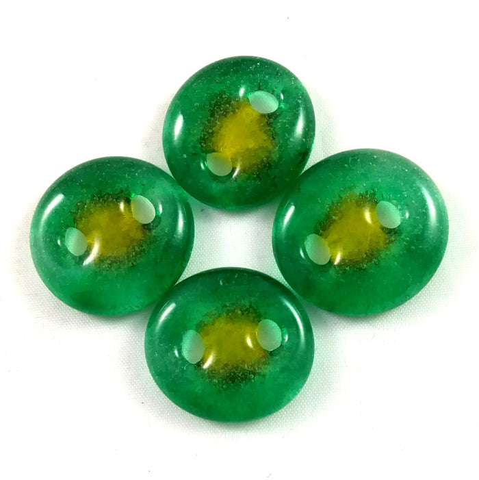 Handmade Art Glass Button, Green and Yellow, Mother's Day Gift, Christmas Gift