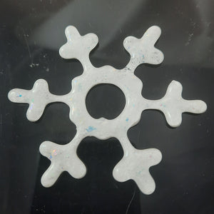 Handmade Artglass Snowflake Suncatcher, White and Rainbow Dichroic