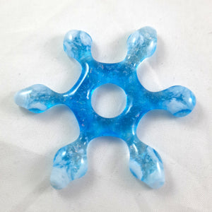 Handmade Artglass Snowflake Suncatcher, Blue and White