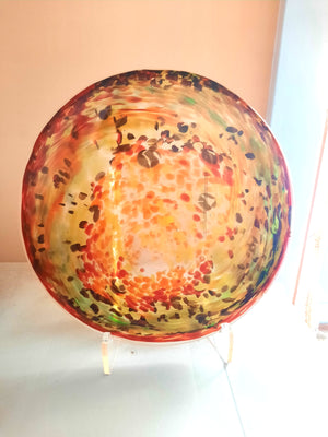 Large Art Glass Rondel for Display or Stained Glass Work, Multi Color, 9.5", Christmas Gift